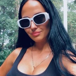 PRADA white rectangular Women's Low Bridge Fit Sunglasses, PR 17WSF 51